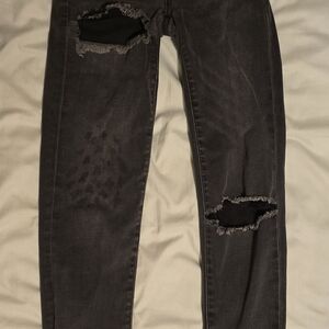 American Eagle Outfitters Charcoal Distressed Skinny Jeans